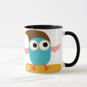 Owl on Snowboard, Sports Mug