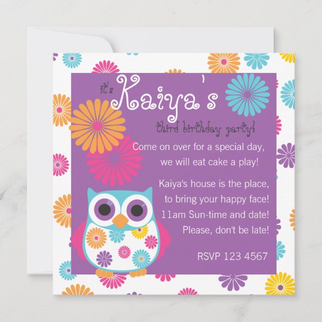 Owl on the Bright Side Invitation (Front)