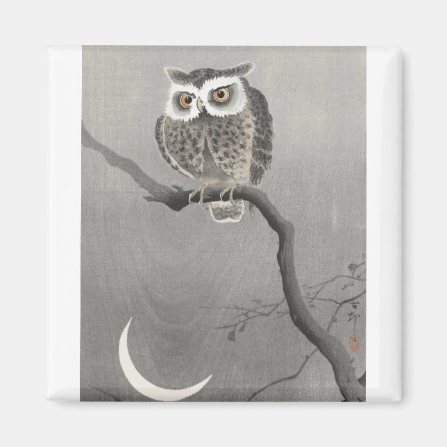Owl On Tree Branch By Ohara Koson Magnet (Front)