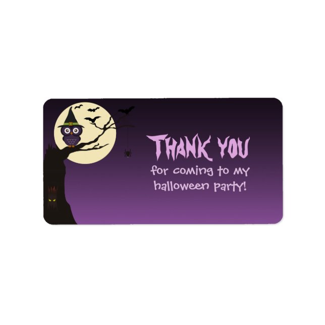 Owl on tree branch Hallowe Favour Tag Label (Front)