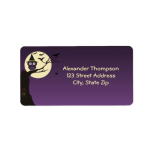 Owl on tree branch Halloween Address Label