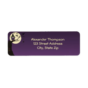 Owl on tree branch Halloween Return Address Label