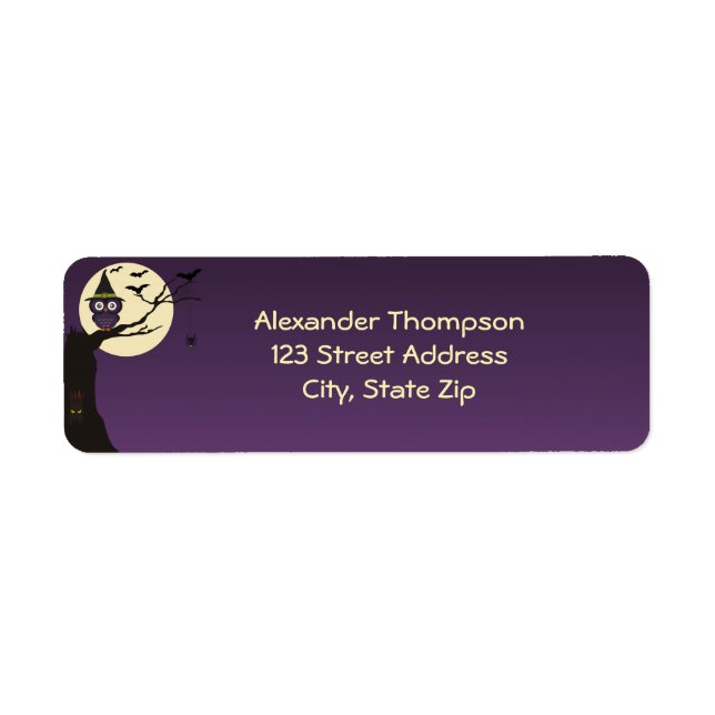 Owl on tree branch Halloween Return Address Label (Front)