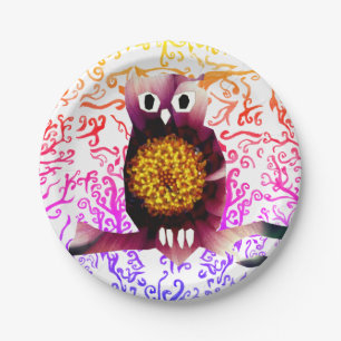 Owl, Owl Bird Floral Art  Paper Plates