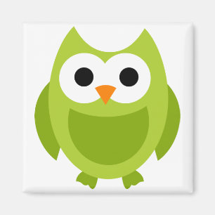 Owl Owls Bird Birds Green Cute Cartoon Animal Magnet
