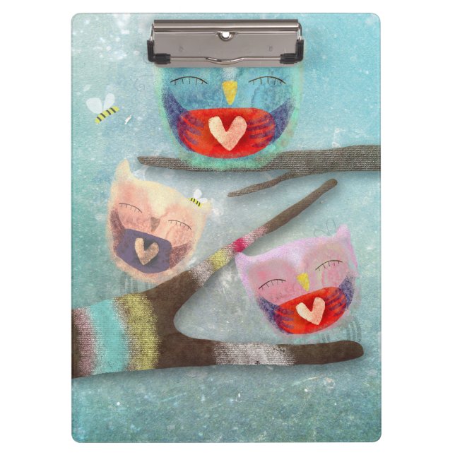 Owl Owly Owls Cute Smiling Clipboard (Front)