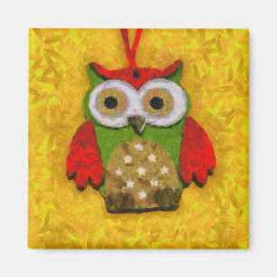 Owl painting magnet