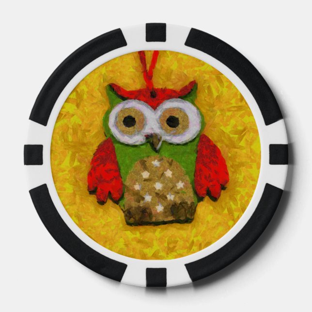 Owl painting poker chips (Front)