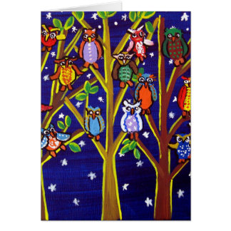 Owl Party Whimsical Folk Art