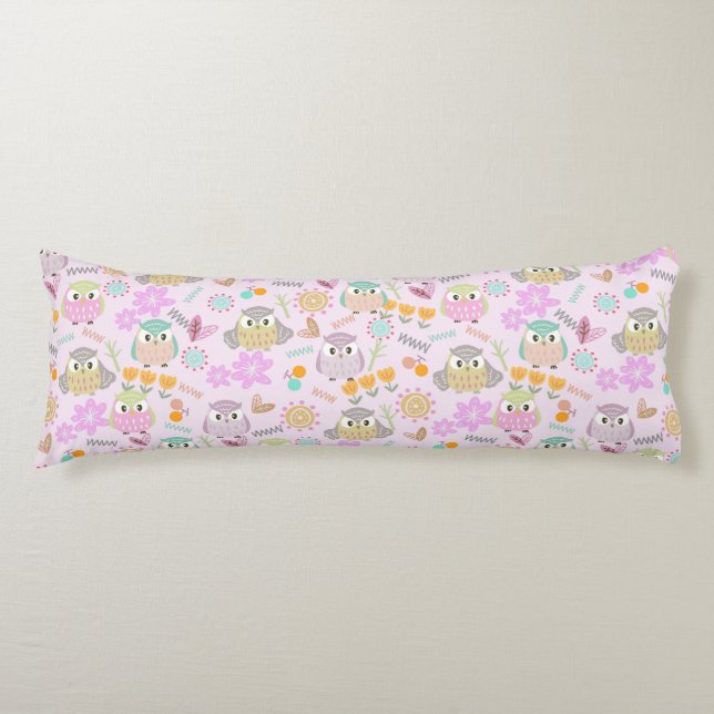 Owl Pastel Pink Body Cushion (Front)