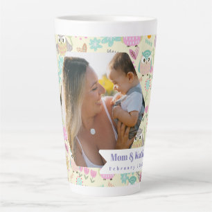 Owl Pastel Yellow Photo Latte Mug