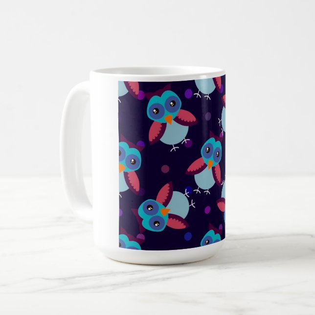 owl pattern background coffee mug (Front Left)