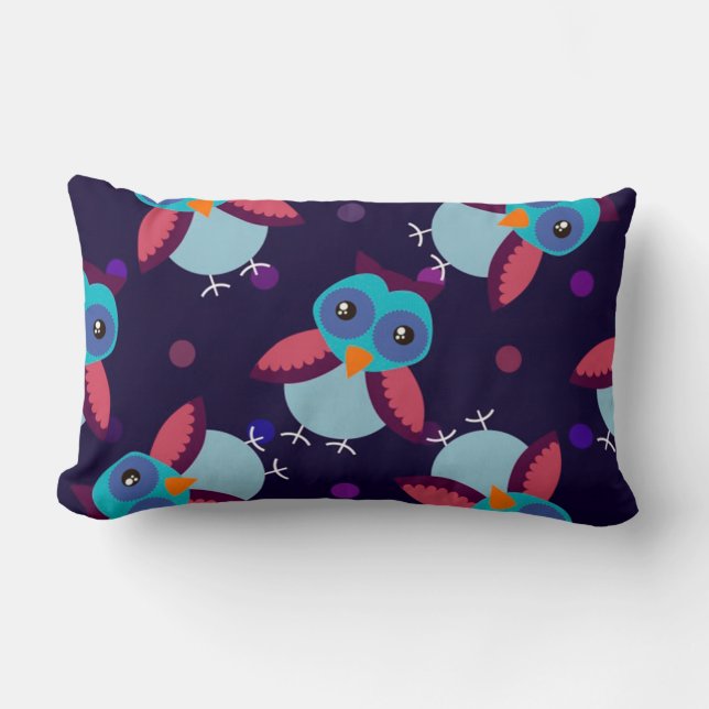 owl pattern background lumbar cushion (Front)