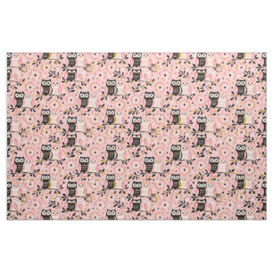 Owl Pattern Design - Illustrative, Whimsical, Natu Fabric