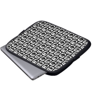 Owl Pattern in Black and White Laptop Sleeve