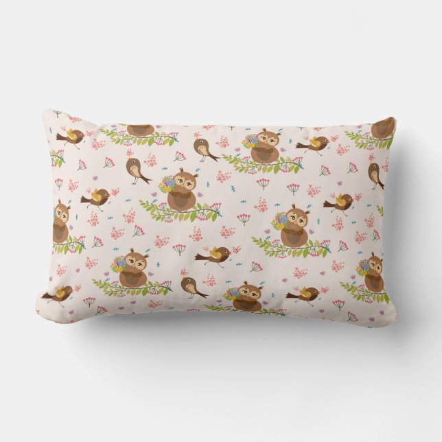 Owl Pattern Lumbar Cushion (Front)
