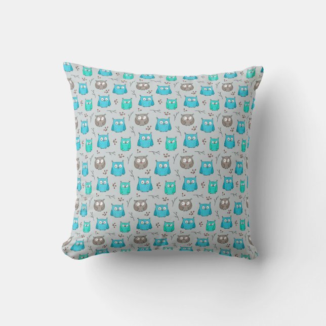 Owl pattern non repeating cushion (Front)
