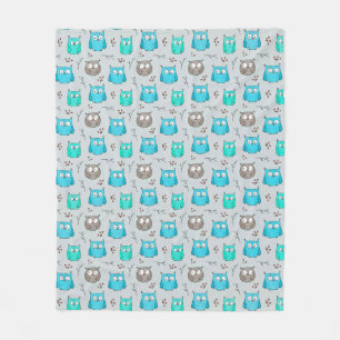 Owl pattern non repeating fleece blanket