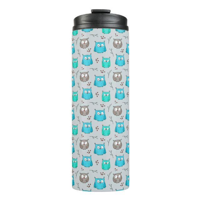 Owl pattern non repeating thermal tumbler (Front)