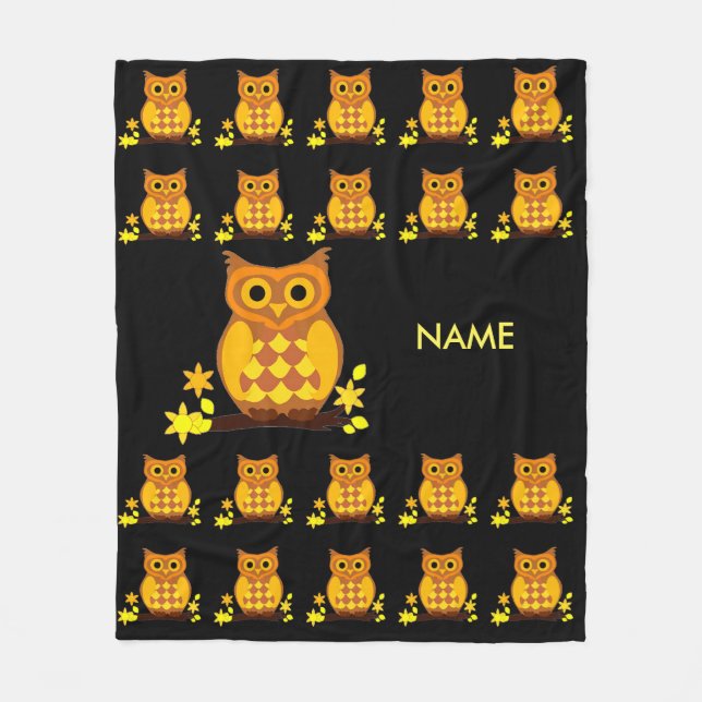 Owl Pattern on Fleece Blanket (Front)