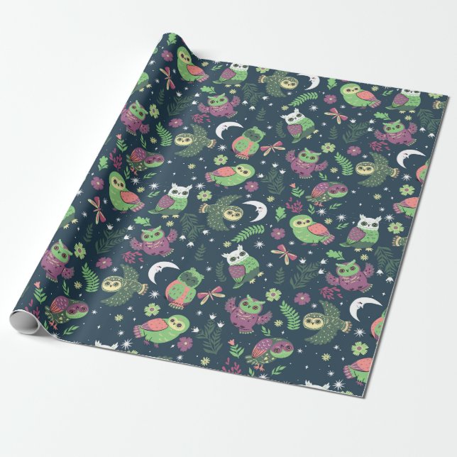 Owl Pattern Wrapping Paper (Unrolled)