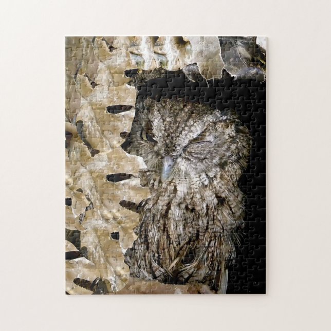 Owl Peeking and Winking Jigsaw Puzzle (Vertical)