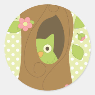 Owl Peeking Classic Round Sticker