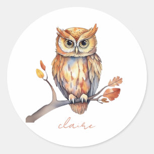 Owl Personalised Classic Round Sticker
