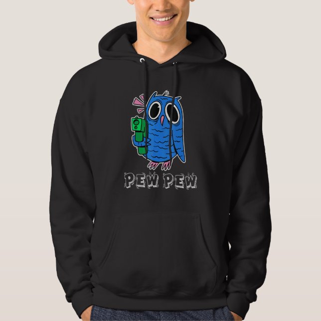Owl Pew Pew Night Owl Owl Tee For Kids And Adults (Front)