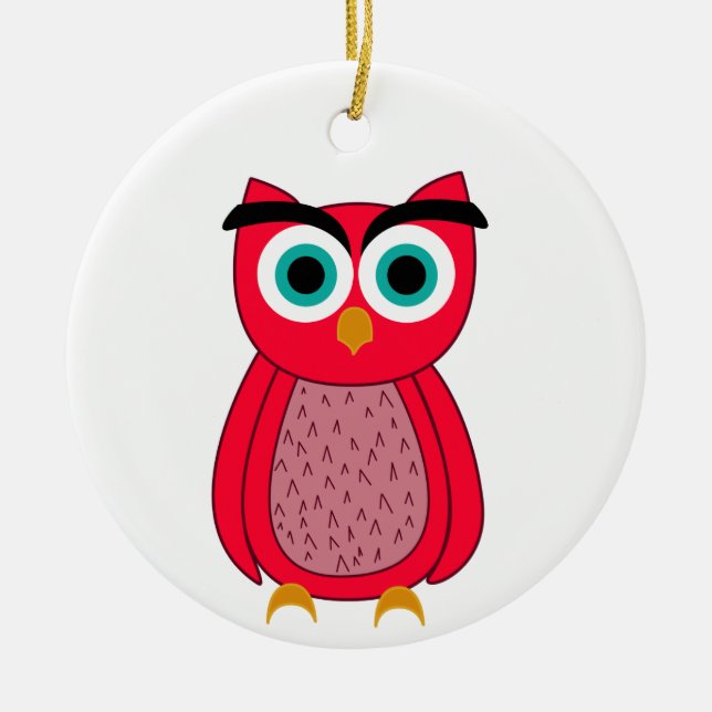 Owl Photo Print Ceramic Ornament (Front)