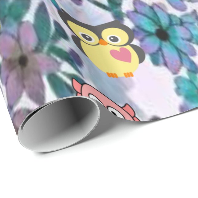 Owl, Pig, Bumblebee Wrapping Paper (Roll Corner)