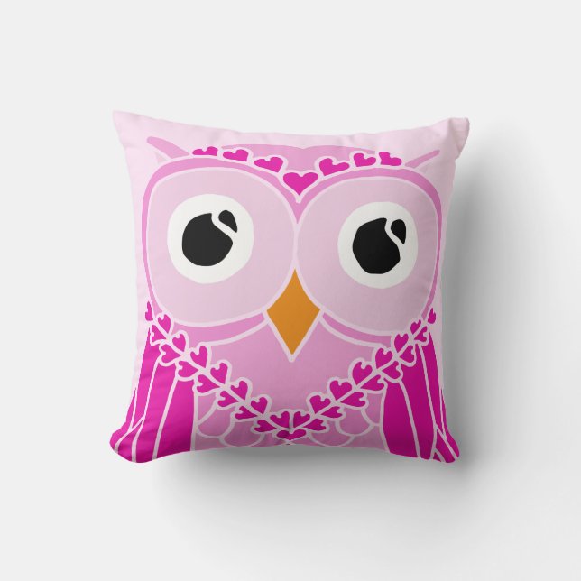 Owl Pillow: Cute Girl Owl Cushion (Front)