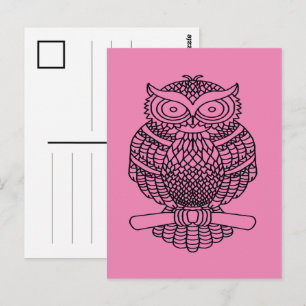 Owl (pink) - Postcard
