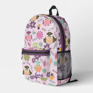 Owl Pink   Printed Backpack