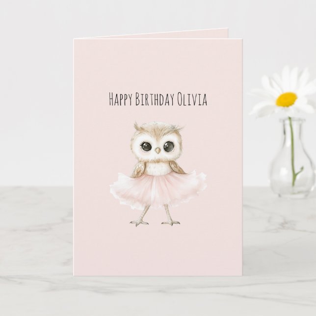 Owl Pink Tutu Birthday Card (Small Plant)