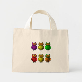 Owl pixel art tote bag