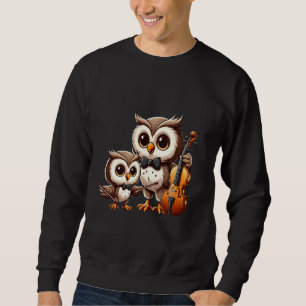 Owl Playing Violin Funny Musical Owl Art Outfit Lo Sweatshirt