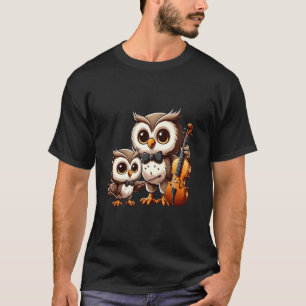 Owl Playing Violin Funny Musical Owl Art Outfit Lo T-Shirt