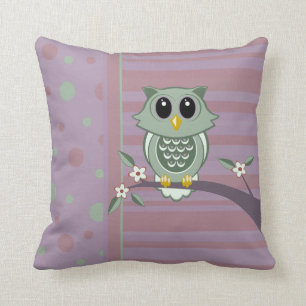 Owl Polka Dot Stripe Pattern American MoJo Pillows