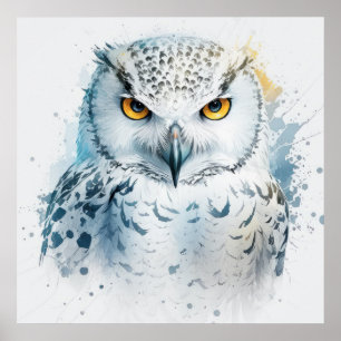 Owl Portrait Animal Painting Wildlife Outdoors Art Poster