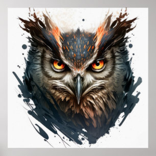 Owl Portrait Animal Painting Wildlife Outdoors Art Poster