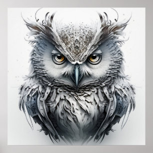 Owl Portrait Animal Painting Wildlife Outdoors Art Poster