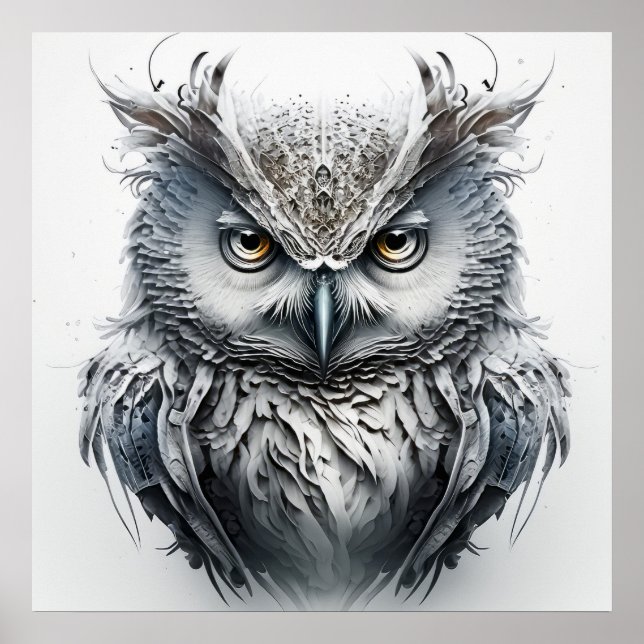 Owl Portrait Animal Painting Wildlife Outdoors Art Poster (Front)