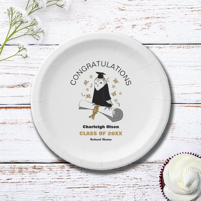 Owl Preschool / Kindergarten Graduation Party Paper Plate (Creator Uploaded)