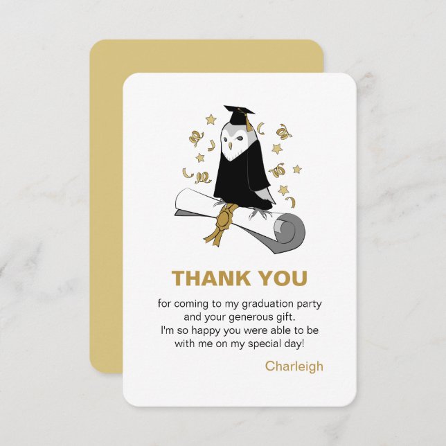 Owl Preschool / Kindergarten Graduation Thank You (Front/Back)