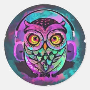 Owl - Psychedelic Classic Round Sticker