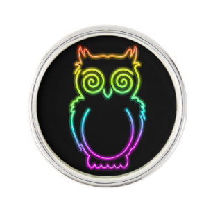 Owl Psychedelic Neon Light Button Lapel Pin