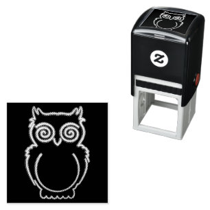 Owl Psychedelic Neon Light Button Self-inking Stamp