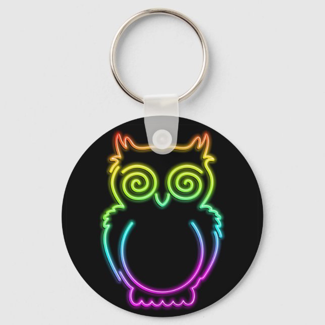 Owl Psychedelic Neon Light Keychain (Front)
