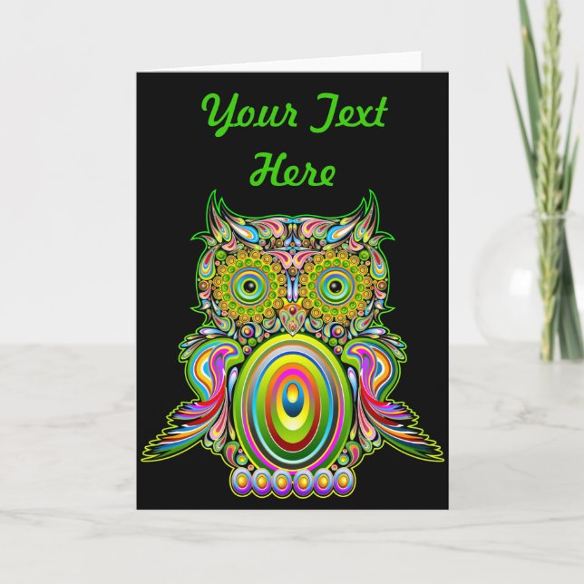 Owl Psychedelic Popart greeting card (Front)